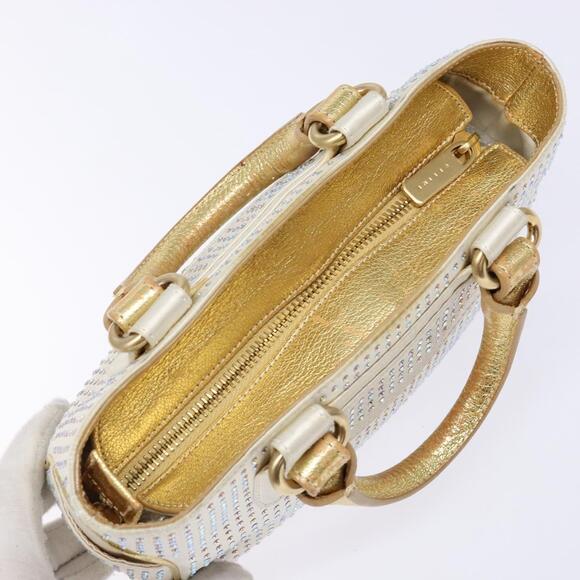 CELINE Hand Bag Leather Silver Gold - Picture 6 of 13